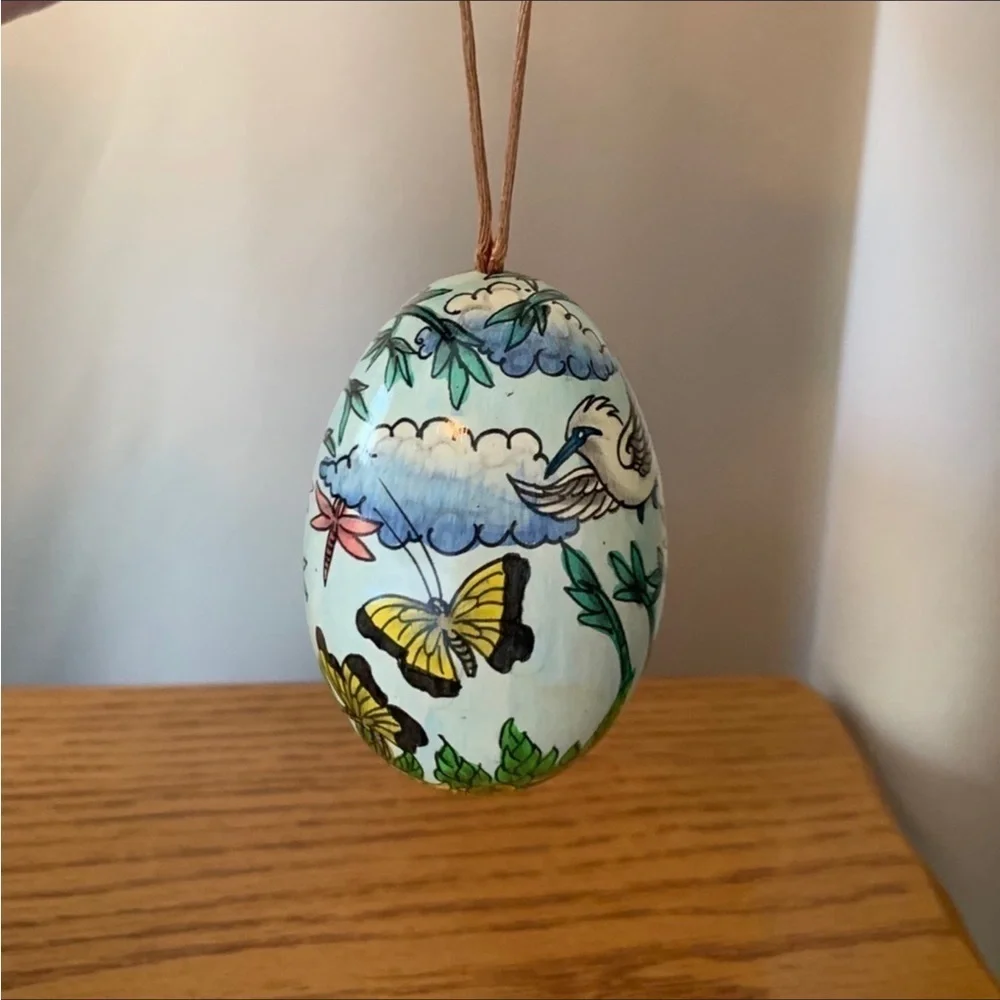 🎄John Hardy Hand Painted Wooden Egg Stand Or Hang. New